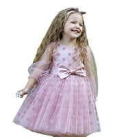 Kids Little Girls Tulle s dugim rukavima Polka Dot Princess Ležerne haljine vjenčanje rođendanske haljine