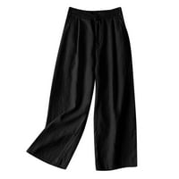 Miayilima casual pantalone za žene posteljina džepa elastična pantalona za prozračnu pantalone hlače pamučne strugove