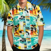 Ealityy Hawaiian majica Muška majica kratkih rukava dolje majice Havajska ležerna majica na plaži Žuta 5x-velika
