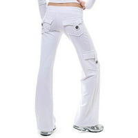 Ženske pantalone hlače s džepovima Jesenski trening out gamaše Stretch tipka za struk Pocket Yoga teretana Loose hlače