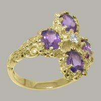 Britanci napravio 14K žutog zlatnog prirodnog dijamanta i ametista ženskih prstena - Opcije veličine - veličine 7.75
