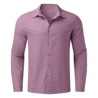 Košulje za muškarce Grafičke majice Pamučna posteljina Čvrsta i visoka labava okretna ovratnik dugih rukava dolje majica