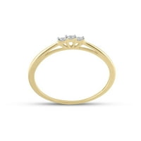Dijamantna princeza 10kt žuti zlatni okrugli dijamant 3-kameni svadbeni vjenčani prsten za vjenčanje
