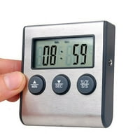 Digitalni termometar za pećnicu Kuhinja Hrana za kuhanje mesa BBQ sonda Termometar sa tajmerom vodenim mlijekom Temperatura za kuhanje sa nehrđajućem čeličnom sondom, veliki LCD displej