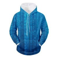 Navlaka za prevelike dukseve za muškarce tiskane labave fit džepove dugih rukava dukseva pulover Novelty Tops Blue Sizexxxl