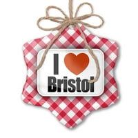 Božićni ukras I Love Bristol Regija: Jugozapadna Engleska, Engleska Red Plaid Neonblond