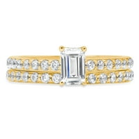 1. CT Smaragd Cut Real Pravinski prirodni dijamant Si1-si I-J 18K Žuti zlatni angažman vjenčanja modernog set dizajnerskog prstena BW set veličine 5.5