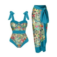 Ociviesr Žene Vintage Colorblock Sažetak Cvjetni kupaći kostimi za ispis + prikrivanje dva vintage print kupaćim kostima Monokini Bikini kupaći komisione