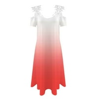 Fsqjgq sunčana haljina ženska linija dame čipke obloge cvijeta print casual remen s kratkim rukavima