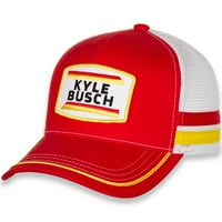 Muški Joe Gibbs Racing Collection Crveni bijeli Kyle Busch Retro pruga Podesivi šešir - OSFA