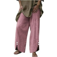 GUZOM posteljine za žene za žene - široka noga visokog struka elastičnog struka ležerne duge ružičaste