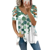 Ženske majice Ženski modni casual sa patentnim zatvaračem V-izrezom tiskani majica s kratkim rukavima