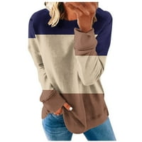 Anepal ženska casual crewneck dugim rukavima s dugim rukavima slobodni bočni split pulover Khaki XL