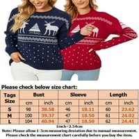 Grianlook Women Loose dugi rukav Pulover Baggy Elk Print pleteni džemperi rade Xmas Božićni džemper