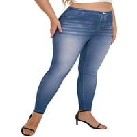 Glonme Women Ispis Jeggings Plus Veličina Štampani traper prevelizirani Lažni Jeans Sport Stretch pantalone