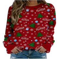 Ružni božićni džemper za žene smiješne Xmas grafički print dugih rukava s dugim rukavima Novelty Holiday