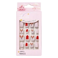 Lažni nokti Božićne nokte za djecu koja su nosili nožni nokti završili su slatka manikura Dječji zakrpa za posteljinu koji su nosili nožni nokti pogodni za djevojčice i djecu slatka umjetnička dekoracija B