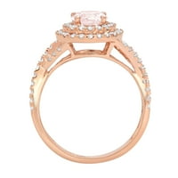 1.3ct okrugli rez ružičasti simulirani dijamant 18k ruža Gold Gold Angagement Halo prsten veličine 5,25