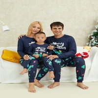Božićna porodica Pajamas Podudarni setovi s dugim rukavima crtani dinosaurusni vrhovi + duge hlače za