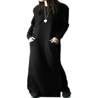 Žene Maxi Haljine Solid Boja dugačka haljina posada Dame Ležerne prilike za odmor crna 3xl