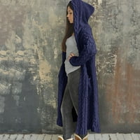 Životinjski print Kimono Žene Dugi džemper za kardigan Žene Zimska čvrsta čvrsta pletena kapuljača dugi