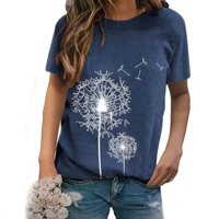 Ženski vrhovi Ležerne prilike Floral Print Plus Veličina T-majice Okrugli izrez Kratki rukav labav bluza
