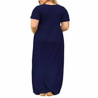 Haljine za žene Boho žensko odlično okrugli izrez okolice Dužina kratkih rukava A-line Blue 2XL
