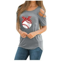 Ženska moderska tiskana majica kratkih rukava bluza okrugli vrat casual vrhovi