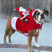 Pas Santa Claus Vožnja božićnom kostimom, smiješni kućni ljubimac Kaubojski jahač Dizajnirani psi mačke, odjeća za odjeću, odjeća za odjeću, za božićnu karnevalsku zabavu