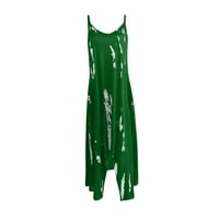 Gotyou haljine Moda Žene Štampanje V-izrez Tie-dye bez rukava Ležerne prilike Dugi zeleni XL