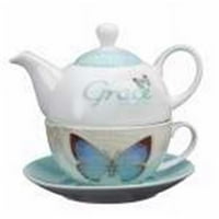 Christian Art poklons čaj set za čaj za jednoga i butterfly blagoslove i milost sa poklon kutijom