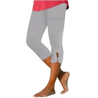 Shomport Womens Capris Hlače Visoki struk Slim Fit izdubljeni vježbanje u obliku vježbe Solid boja jogger