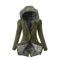 Symoidni ženski kaputi i jakne - ženski oblozi zimska topla gusta duga jakna s kapuljačom vojska zelena
