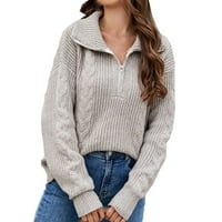 Duks dugih rukava za žene rever zime pletene pulover u boji