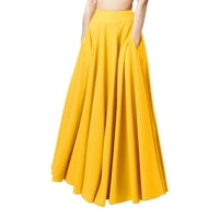 Puawkoer ženska modna labava casual duga velika čvrsta pletena suknja elastična struka suknje s kupaćim