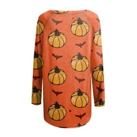 Apepal ženske halloween print Crewneck košulje dugih rukava opuštena tunika TOP pulover đumbir 3xl