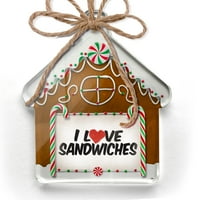 Ornament tiskani jedno oboren volim sendviče Božićni neonblond