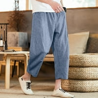 Baccoke muške hlače muške pamučne i posteljine pune boje casual pantalone japanske posteljine sportske tanke hlače
