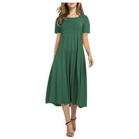 BEEYASO žene okrugle vrat kratki rukav ljetne haljine za žene ljuljačka casual labave ženske haljine zelene s