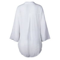 Luiyenes majica ženske ležerne pamučne vrhove haljina dugačka labava dugmeta majica dame bluza ženska