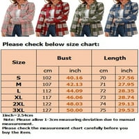 Glookwis Women Plaid bluza Labavi košulje Jakne Ležerne prilike Elegantni vrhovi Dugme s dugim rukavima