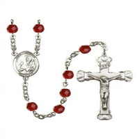 St. Andrew apostol srebrne krunice juli srpanj crvene požarne polirane perle Crucifi Veličina medaljine šarm