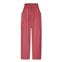 Brglopf ženske hlače za žene casual elastične strukske vučne struke Palazzo harem hlače Baggy Lounge pantalone s džepovima