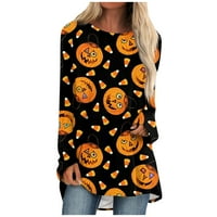 Strungten ženska modna casual majica gradijent Halloween Print s dugim rukavima okrugli vrat srednje