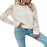 Ležerni puloveri sa čvrstim okruglim vratom, dugih rukava marelica ženski džemperi