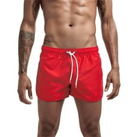 Muški kupaći kostim unizovan unizovan džep za crtanje Jednobojne bombone Pet bodova Plaža Hlače crvene 14