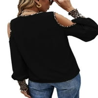 Ženska leopard hladna ramena dugačka majica s dugim rukavima niz casual bluzu