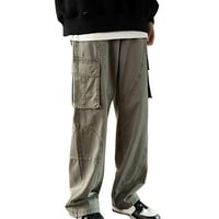 SNGXGN teretni hlače za muškarce casual twill nacrtavanje joggers muške teretne hlače, zelena, veličina