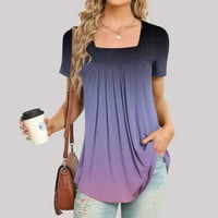 Ženski ljetni modni kratki rukav Tuntic Tunt Front Pleased T majice Visoko struk grafikona boja bluza