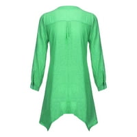 Zhizaihu Ženska majica s dugim rukavima V-izrez Solid Colore Fashion Casual Bluze Green M